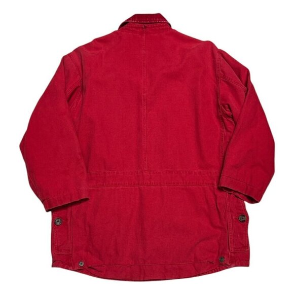 VINTAGE ABERCROMBIE & FITCH Red Cotton Lined Chore Coat Jacket Mens Small - Picture 2 of 5